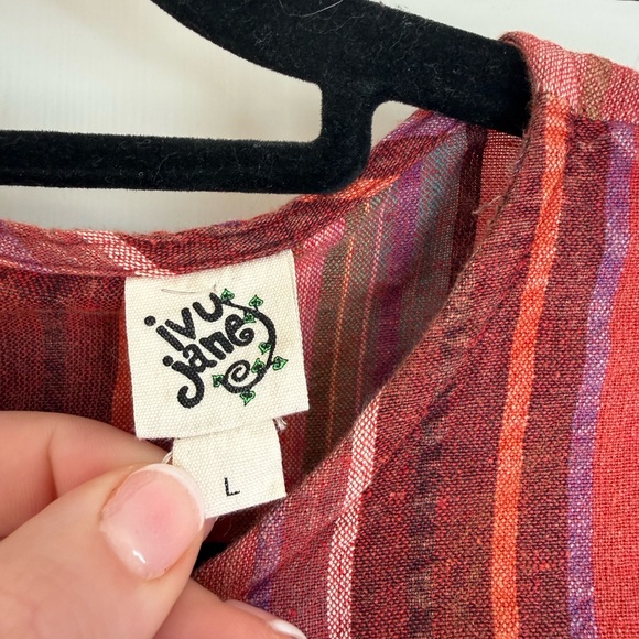 Ivy Jane Women’s Multi Striped Tier Top Feminine Flowy Button Up Back Size Large - Picture 3 of 6